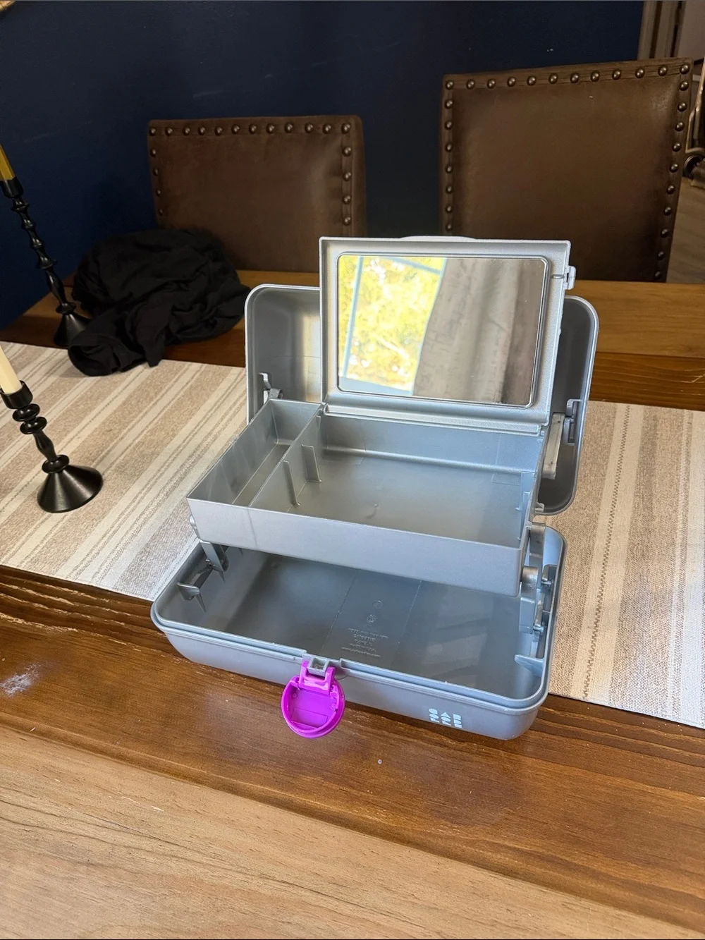 Caboodles Silver Makeup Case with Pink Handle